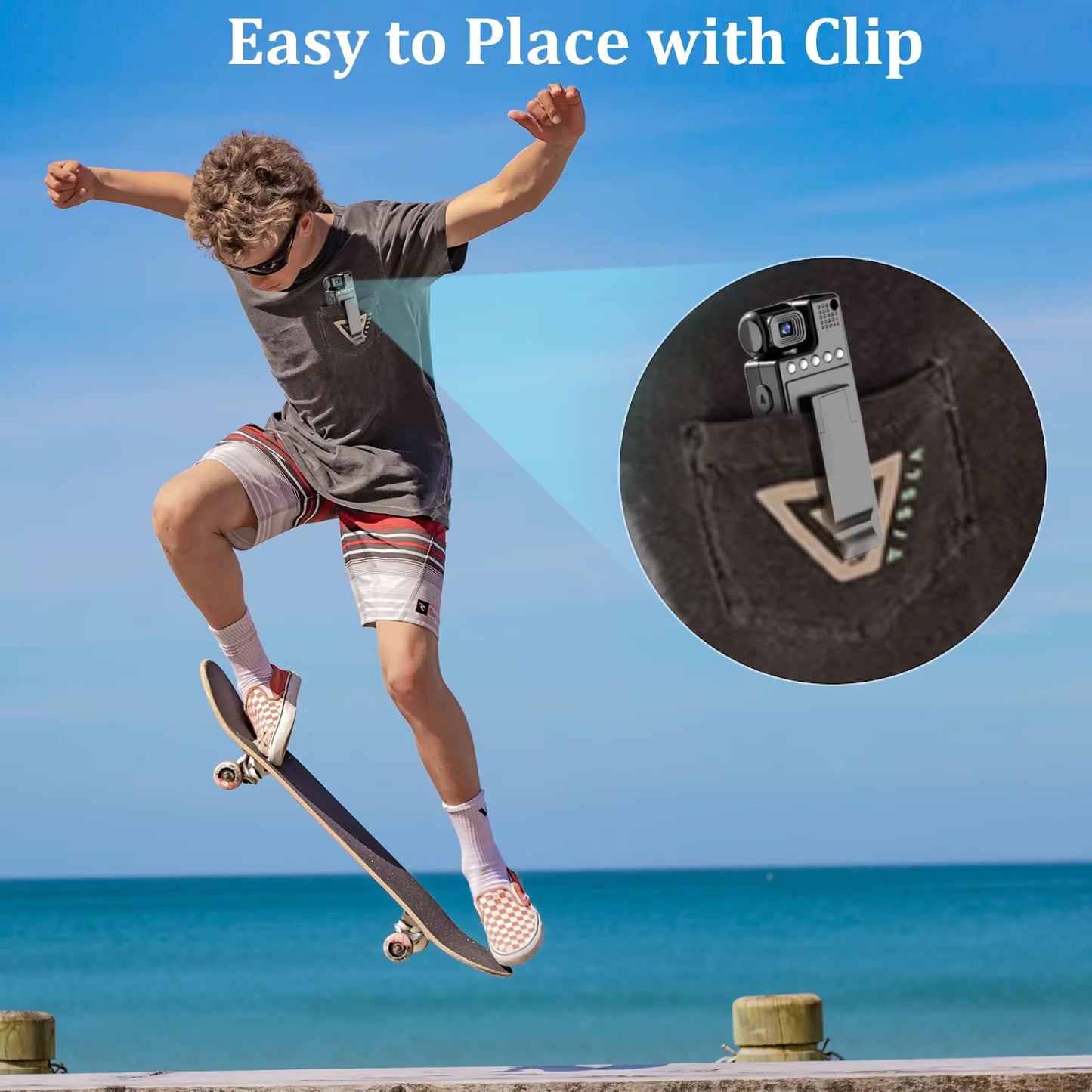 Mini Body Camera 1080P Portable Camera Wearable,With 180° Rotatable Lens,1.3-Inch Screen